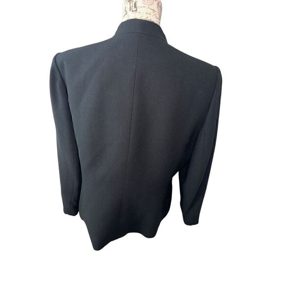 Womens Suit Jacket Blazer Black Pockets Leopard Trim Collar - Picture 4 of 7